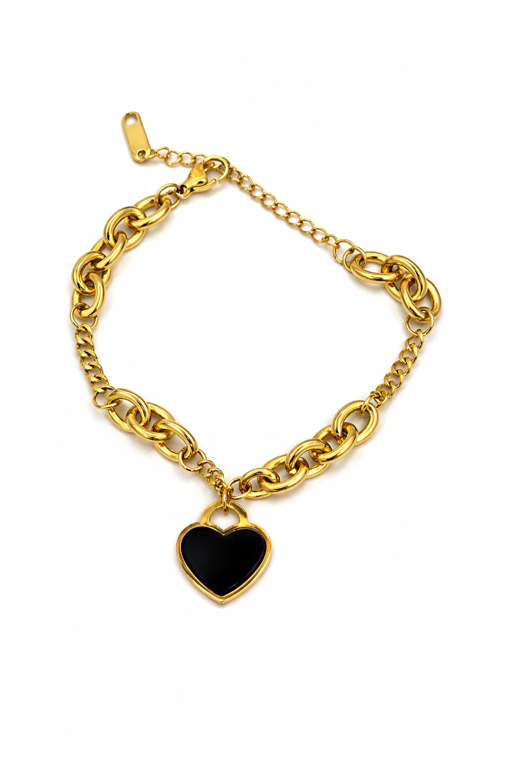 Classic Black Heart Chain Bracelet